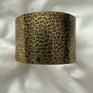 Leopard print brass toned cuff bracelet
